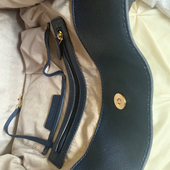 Michael Kors Navy Blue Hamilton Studded Leather Large Tote Handbag - Picture 10 of 12